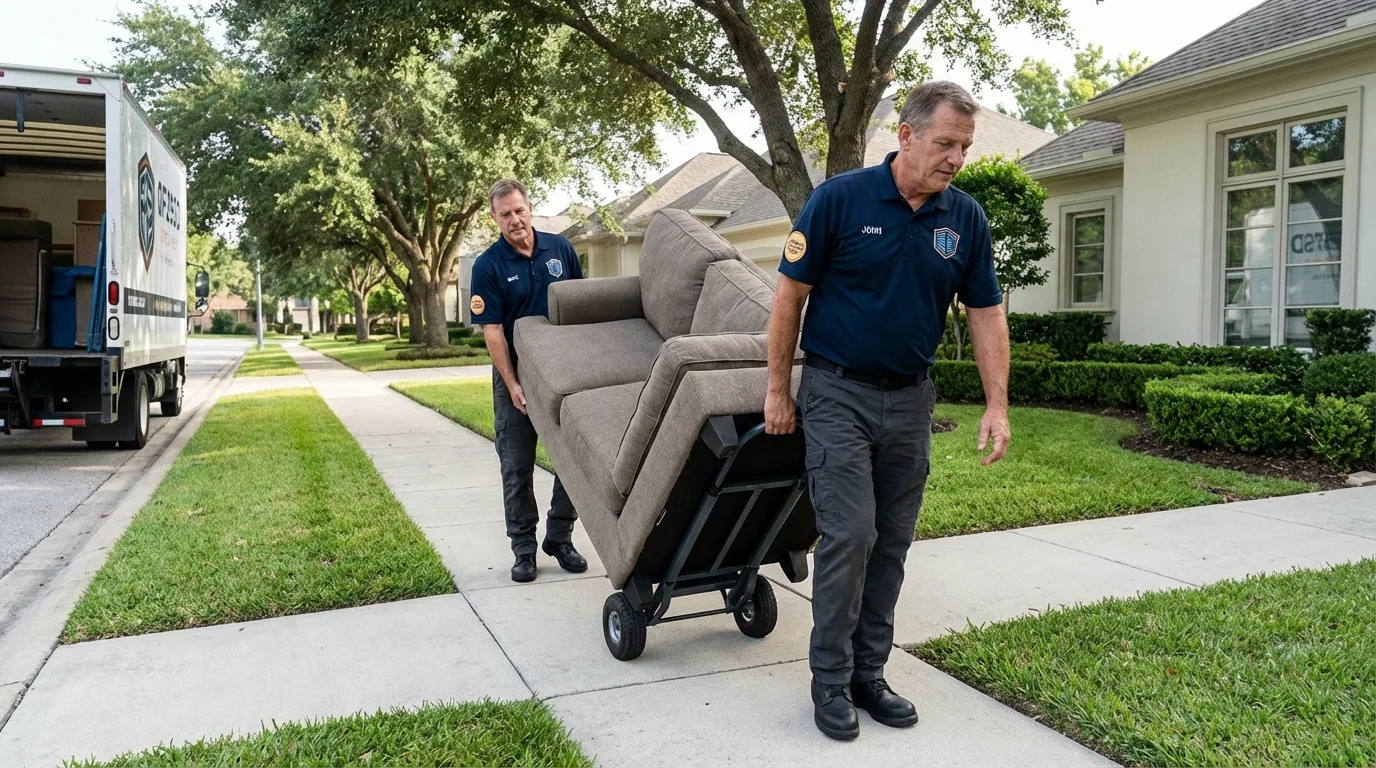 Local residential moving crew loading furniture in Schenectady, NY